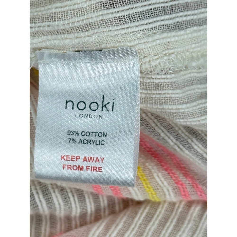 Nooki London Striped Cotton Blend V-Neck Maxi Dress Orange Pink Cream Medium - Picture 5 of 8